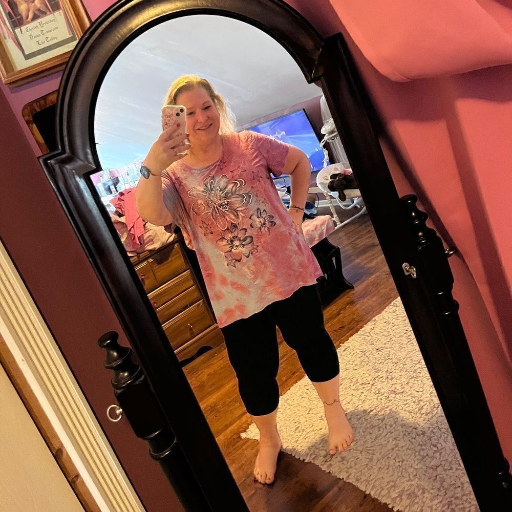 C. D. Daniels Pink Blue Top Floral Tie Dyed 3XL